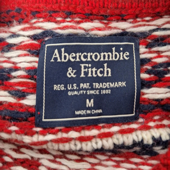Abercrombie & Fitch VTG Men Medium Merino Wool Blend Fair Isle Pullover Sweater - Picture 6 of 10